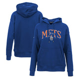 New York Mets Levelwear Women's Adorn Cooperstown Collection Retro Spellout Pullover Hoodie - Royal - MLB on Sale