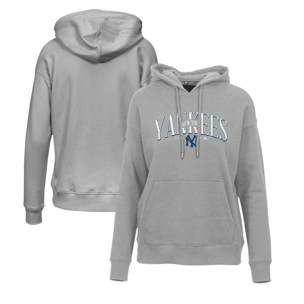 New York Yankees Levelwear Women's Adorn Cooperstown Collection Retro Spellout Pullover Hoodie - Gray - MLB Online