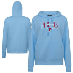 Philadelphia Phillies Levelwear Women's Adorn Cooperstown Collection Retro Spellout Pullover Hoodie - Blue - MLB on Sale