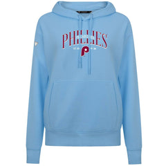 Philadelphia Phillies Levelwear Women's Adorn Cooperstown Collection Retro Spellout Pullover Hoodie - Blue - MLB on Sale