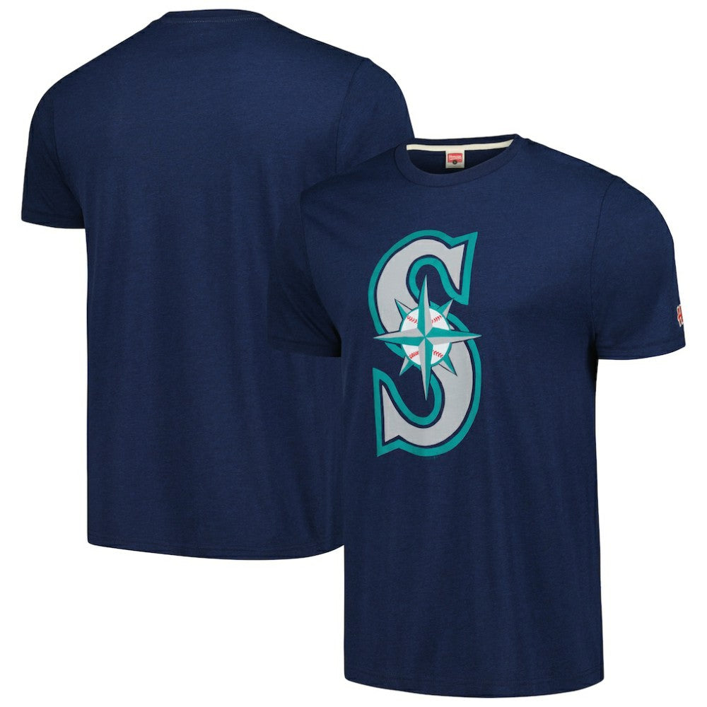 Seattle Mariners Homage Hand-Drawn Logo Tri-Blend T-Shirt - Navy - MLB on Sale