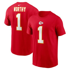 Nike Xavier Worthy Kansas City Chiefs Name & Number T-Shirt Red