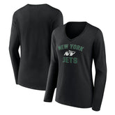 New York Jets Women's Victory Arch Long Sleeve V-Neck T-Shirt Black