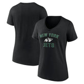 New York Jets Women's Victory Arch V-Neck T-Shirt Black