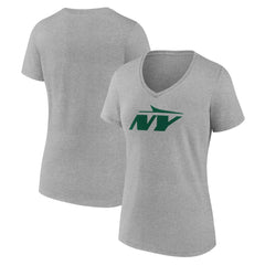 New York Jets Women's Secondary Logo V-Neck T-Shirt Gray
