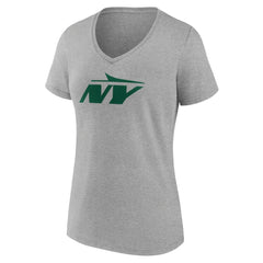 New York Jets Women's Secondary Logo V-Neck T-Shirt Gray