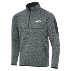 New York Jets Antigua Fortune Quarter-Zip Pullover Jacket Heather Gray