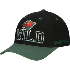Minnesota Wild Mitchell & Ness Backside Script 2-Tone Pro Crown Adjustable Hat - Black/Green - NHL 201546274
