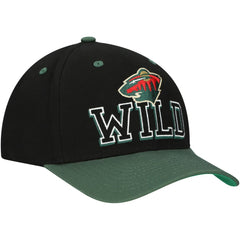 Minnesota Wild Mitchell & Ness Backside Script 2-Tone Pro Crown Adjustable Hat - Black/Green - NHL 201546274