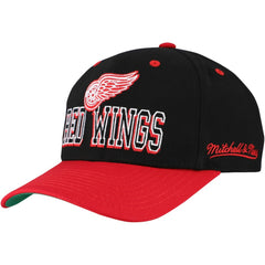 Detroit Red Wings Mitchell & Ness Backside Script Two-Tone Pro Crown Adjustable Hat - Black/Red - NHL 201546281