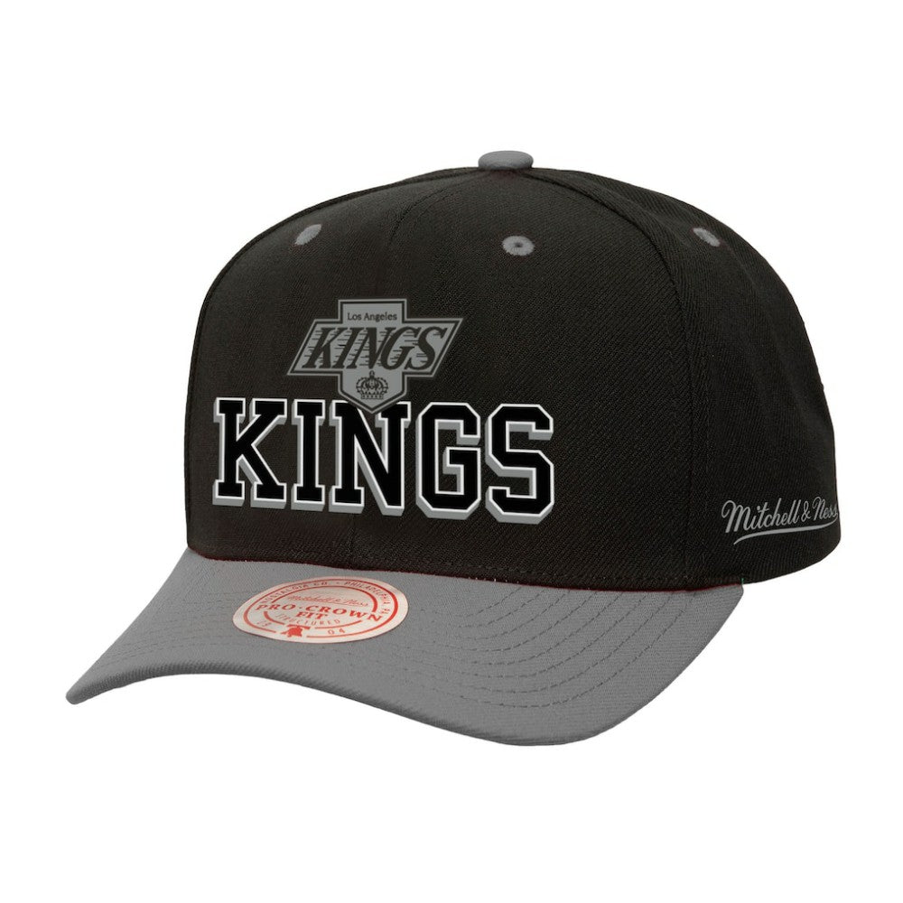 Los Angeles Kings Mitchell & Ness Backside Script Two-Tone Pro Crown Adjustable Hat - Black/Silver - NHL 201546285