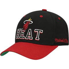 Miami Heat Backside Script Two-Tone Pro Crown Adjustable Hat Black/Red | Mitchell & Ness Near Me