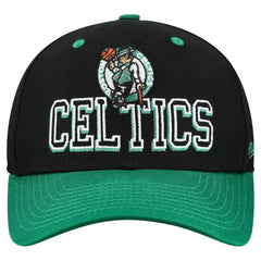 Boston Celtics Backside Script 2-Tone Pro Crown Adjustable Hat Black/Kelly Green | Mitchell & Ness US