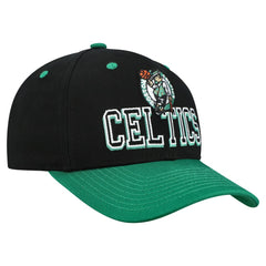 Boston Celtics Backside Script 2-Tone Pro Crown Adjustable Hat Black/Kelly Green | Mitchell & Ness US