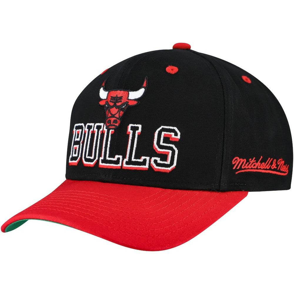 Chicago Bulls Backside Script 2-Tone Pro Crown Adjustable Hat Black/Red | Mitchell & Ness discount