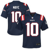 Nike Drake Maye New England Patriots Youth Game Jersey Navy