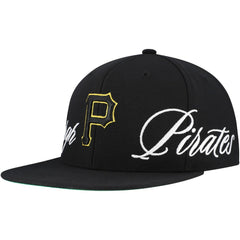Pittsburgh Pirates Mitchell & Ness Just Don x MLB Lux Script Snapback Hat - Black - Mitchell & Ness Sale