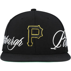 Pittsburgh Pirates Mitchell & Ness Just Don x MLB Lux Script Snapback Hat - Black - Mitchell & Ness Sale