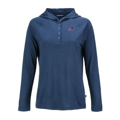 Buffalo Bills Cutter & Buck Women's Coastline Epic Comfort Eco Recycled Raglan Pullover Hoodie Navy