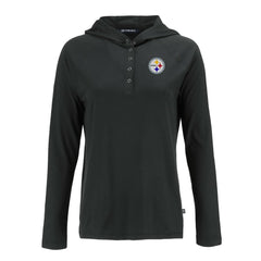 Pittsburgh Steelers Cutter & Buck Women's Coastline Epic Comfort Eco Recycled Raglan Pullover Hoodie Black
