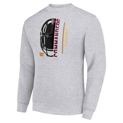Washington Commanders Starter Half Helmet Team Graphic Tri-Blend Fleece Pullover Sweatshirt Heather Gray
