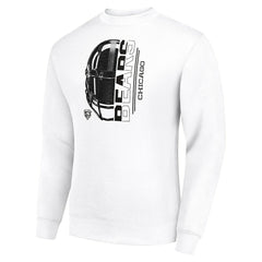 Chicago Bears Starter Half Helmet Team Graphic Tri-Blend Fleece Pullover Sweatshirt White