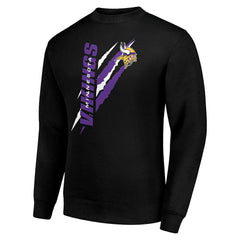 Minnesota Vikings Starter Color Scratch Team Graphic Fleece Pullover Sweatshirt Black