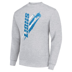 Detroit Lions Starter Color Scratch Team Graphic Fleece Pullover Sweatshirt Heather Gray