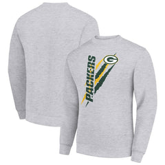 Green Bay Packers Starter Color Scratch Team Graphic Fleece Pullover Sweatshirt Heather Gray