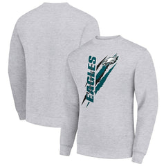 Philadelphia Eagles Starter Color Scratch Team Graphic Fleece Pullover Sweatshirt Heather Gray