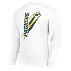 Green Bay Packers Starter Color Scratch Team Graphic Fleece Pullover Sweatshirt White