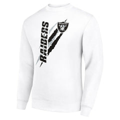 Las Vegas Raiders Starter Color Scratch Team Graphic Fleece Pullover Sweatshirt White