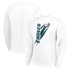 Philadelphia Eagles Starter Color Scratch Team Graphic Fleece Pullover Sweatshirt White