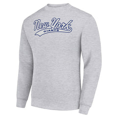 New York Giants Starter Tailsweep Team Graphic Tri-Blend Fleece Pullover Sweatshirt Heather Gray