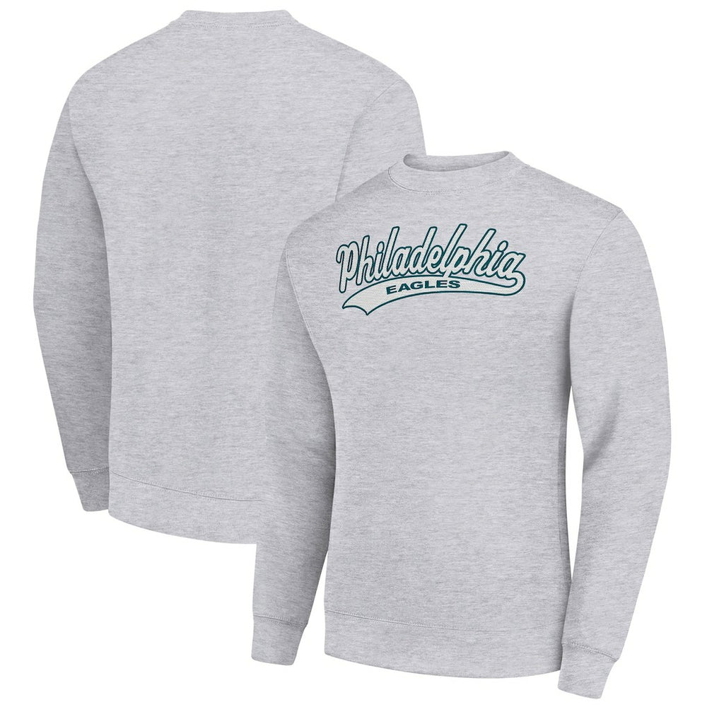 Philadelphia Eagles Starter Tailsweep Team Graphic Tri-Blend Fleece Pullover Sweatshirt Heather Gray