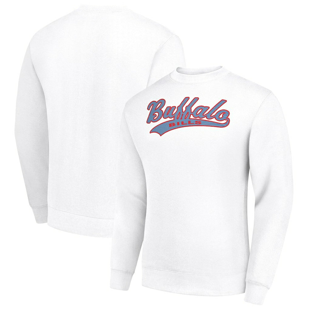 Buffalo Bills Starter Tailsweep Team Graphic Tri-Blend Fleece Pullover Sweatshirt White