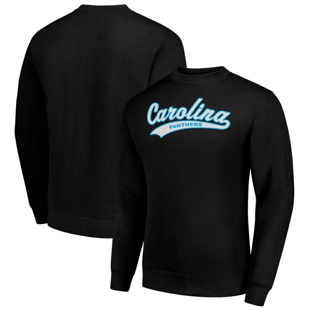 Carolina Panthers Starter Tailsweep Team Graphic Tri-Blend Fleece Pullover Sweatshirt Black