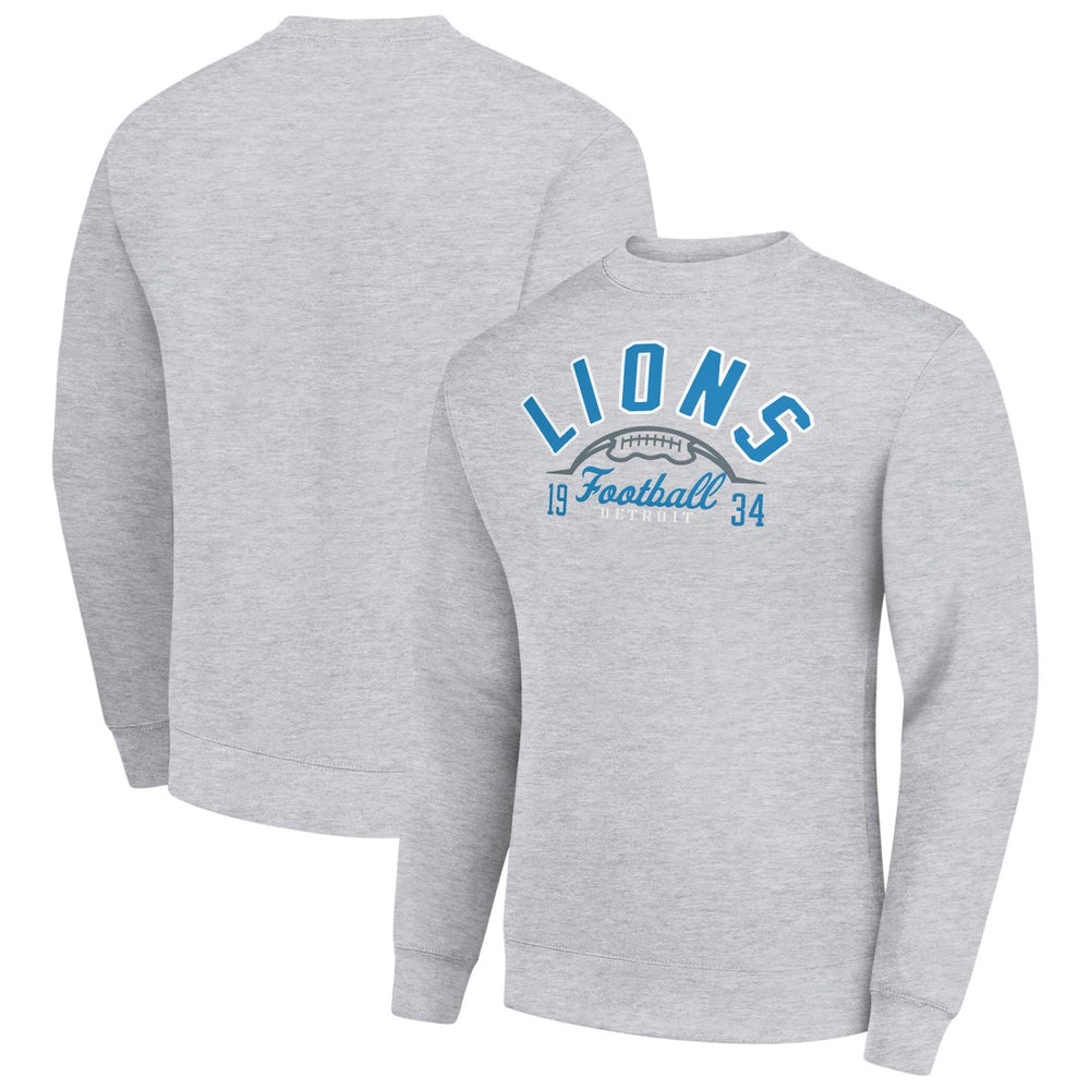 Detroit Lions Starter Half Ball Team Graphic Tri-Blend Fleece Pullover Sweatshirt Heather Gray