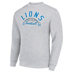 Detroit Lions Starter Half Ball Team Graphic Tri-Blend Fleece Pullover Sweatshirt Heather Gray