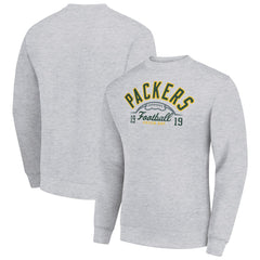 Green Bay Packers Starter Half Ball Team Graphic Tri-Blend Fleece Pullover Sweatshirt Heather Gray
