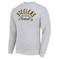 Pittsburgh Steelers Starter Half Ball Team Graphic Tri-Blend Fleece Pullover Sweatshirt Heather Gray