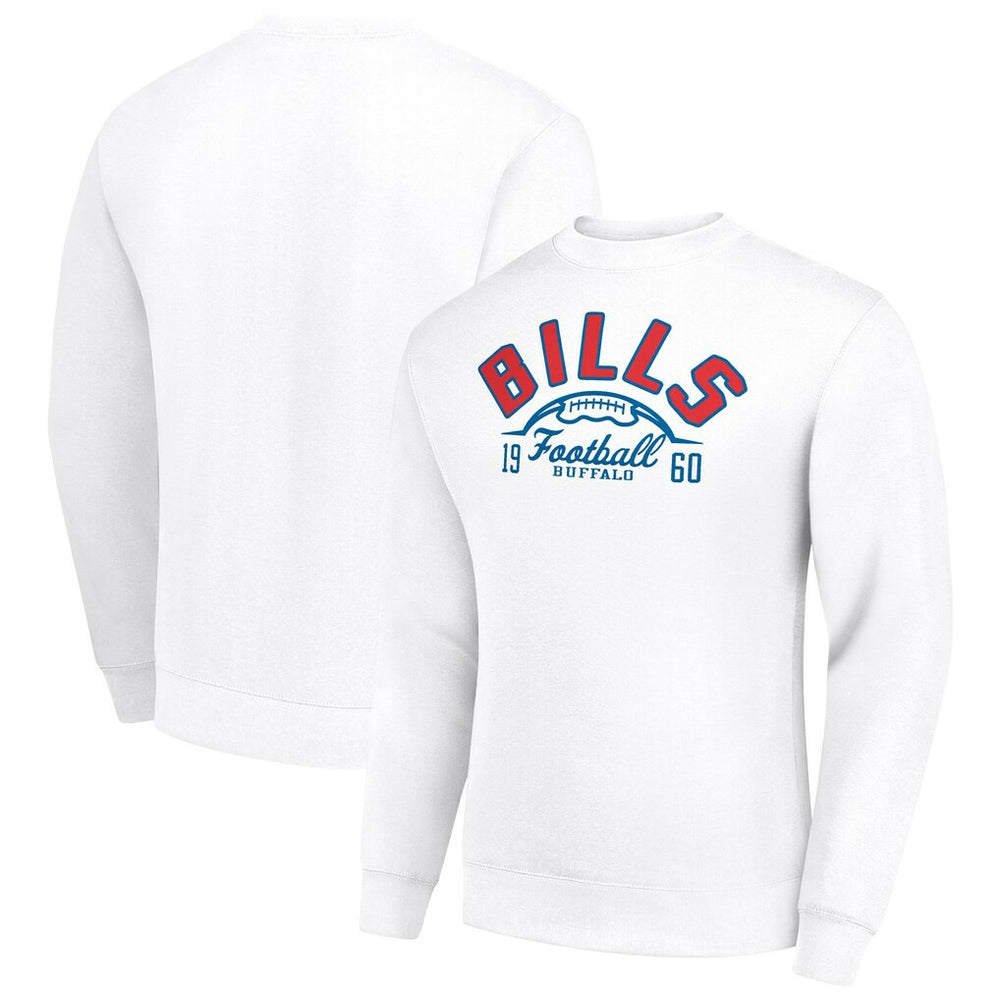 Buffalo Bills Starter Half Ball Team Graphic Tri-Blend Fleece Pullover Sweatshirt White