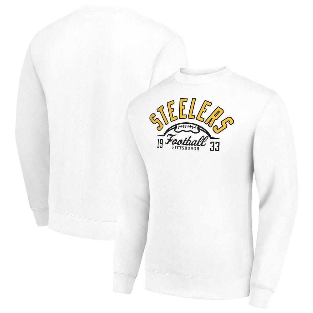 Pittsburgh Steelers Starter Half Ball Team Graphic Tri-Blend Fleece Pullover Sweatshirt White
