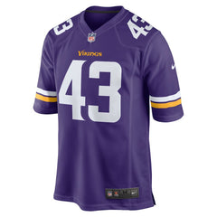 Nike Andrew Van Ginkel Minnesota Vikings Team Game Jersey Purple