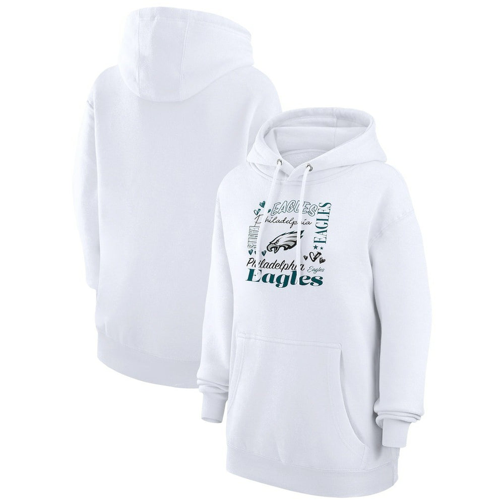 Philadelphia Eagles G-III 4Her by Carl Banks Women's Collage Graphic Fleece Pullover Hoodie White
