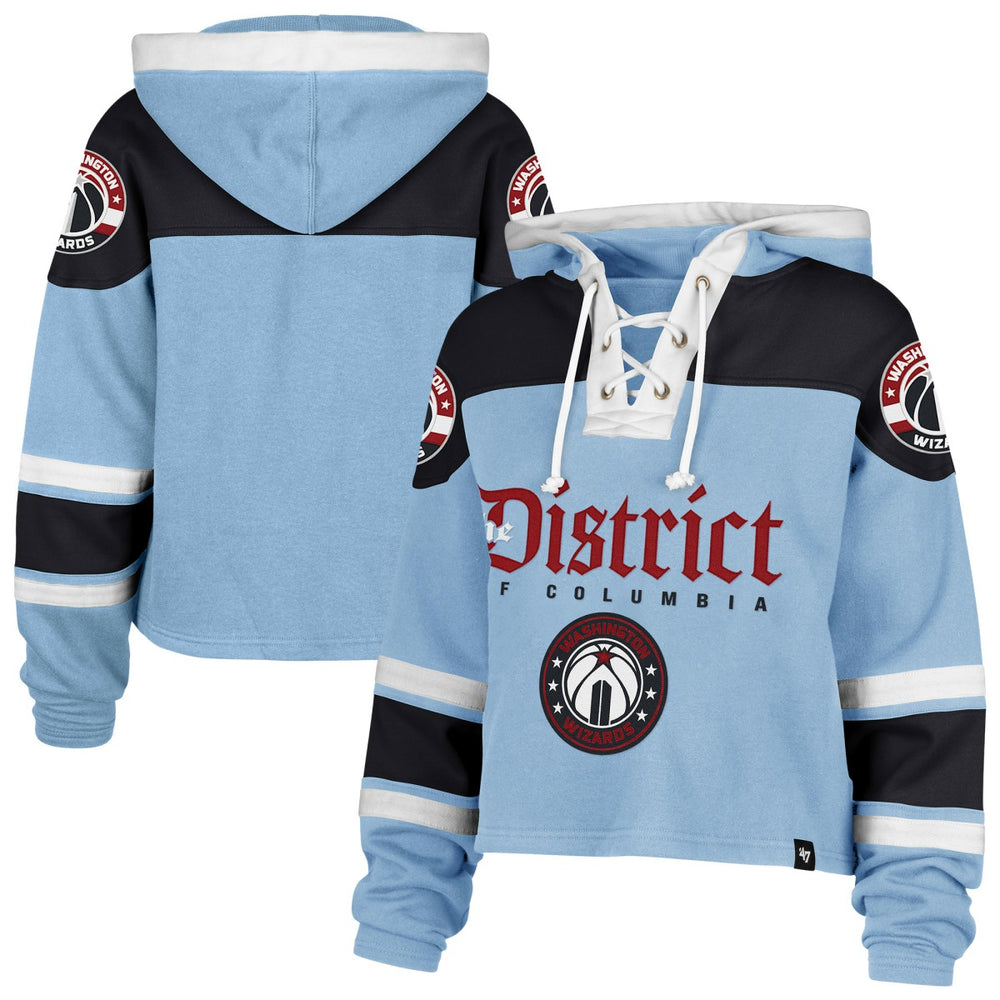 Washington Wizards '47 Women's 2024/25 City Edition Superior Cropped Lace-Up Pullover Hoodie Light Blue | 47 brand