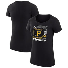 Pittsburgh Pirates G-III 4Her by Carl Banks Women's Super-Slim Fit Lightweight Collage Team Graphic Crew Neck T-Shirt - Black - MLB Sale
