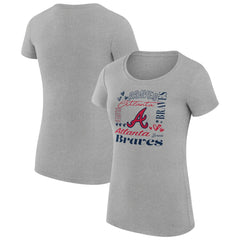 Atlanta Braves G-III 4Her by Carl Banks Women's Super-Slim Fit Lightweight Collage Team Graphic Crew Neck T-Shirt - Heather Gray - MLB Online