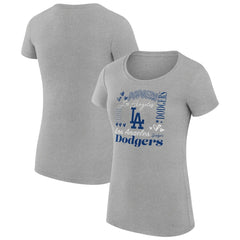 Los Angeles Dodgers G-III 4Her by Carl Banks Women's Super-Slim Fit Lightweight Collage Team Graphic Crew Neck T-Shirt - Heather Gray - MLB Discount