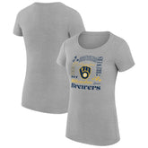 Milwaukee Brewers G-III 4Her by Carl Banks Women's Super-Slim Fit Lightweight Collage Team Graphic Crew Neck T-Shirt - Heather Gray - MLB Online